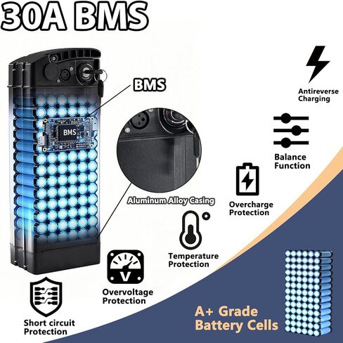 48V 13Ah 20Ah Ebike Lithium Battery for Folding Electric,Compatible with 100W-1000W Motors Bike,Aluminum Alloy Safety Enclosure,Safety Lock,Screws,30A BMS,54.6V 2A Fast Charger(48V 20Ah) in Saudi Arabia