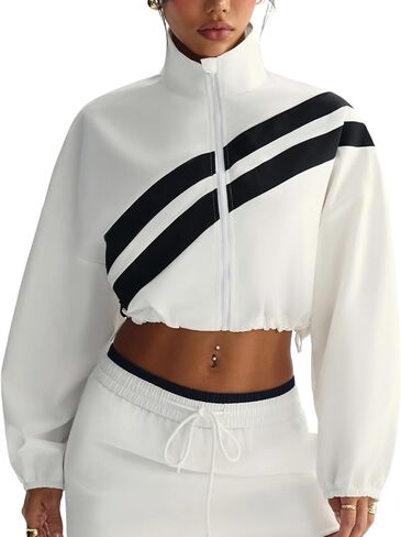 Women's Cropped Athletic Jacket Zip Up Lightweight Sun Protection Hiking Tops Long Sleeve Workout Jacket in Saudi Arabia