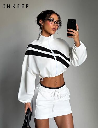 Women's Cropped Athletic Jacket Zip Up Lightweight Sun Protection Hiking Tops Long Sleeve Workout Jacket in Saudi Arabia