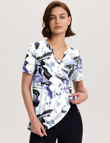 Women's Short Sleeve Workout Tops V Neck Loose Fit Athletic Tees Casual Running Shirts Yoga Tee Gym Shirts in Saudi Arabia