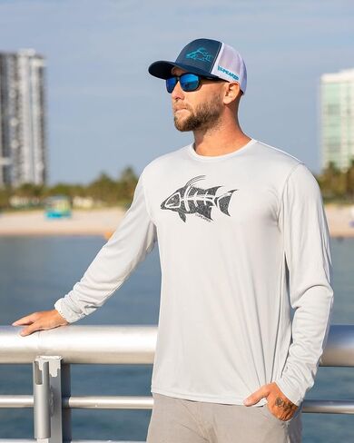 Spearfishing UV T-Shirt: UPF 50+ Long Sleeve Men’s Sun Protection, Rashguard for Scuba Diving, Fishing, Swim: Hogfish Camo in Saudi Arabia