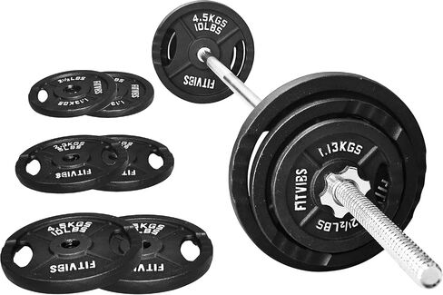 ألواح الوزن القياسية من الحديد الزهر من Fitvids تتضمن قضيبًا قياسيًا بطول 5 أقدام مع أقفال على شكل نجمة، ومجموعة بوزن 45 رطلًا (ألواح بوزن 35 رطلاً + أثقال بوزن 10 رطل)، وأنماط متعددة in Kuwait