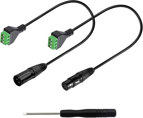2 قطعة XLR ذكر/فيمالر موصل إلى 3 دبوس المسمار محطة كابل 30 سنتيمتر ، لحام XLR 3-Core محول كابل الصوت مع مفك البراغي in Kuwait