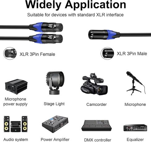 Danfetsoy XLR Splitter 1 Female to 2 Male, Balanced XLR Splitter Cable for Microphone Power Supply, Stage Light, Camcorder, Microphone, Audio System, etc(30cm/11.8inch) in Saudi Arabia