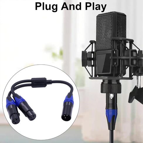 Danfetsoy XLR Splitter 1 Female to 2 Male, Balanced XLR Splitter Cable for Microphone Power Supply, Stage Light, Camcorder, Microphone, Audio System, etc(30cm/11.8inch) in Saudi Arabia