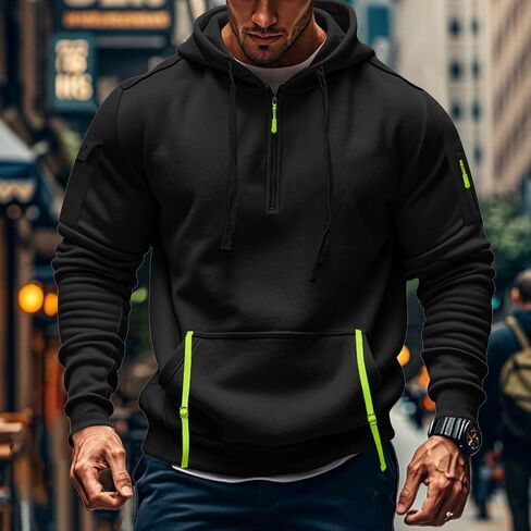 Hoodies for Men Quarter Zip Hoodie Lightweight Sweatshirt Pullover Oversized Hooded Tshirts with Pocket in Saudi Arabia