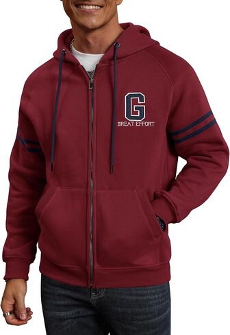 Men's Fleece-Lined Hoodie Full-Zip Warm Winter Casual Hooded Jacket with Pocket (S-XXL) in Saudi Arabia
