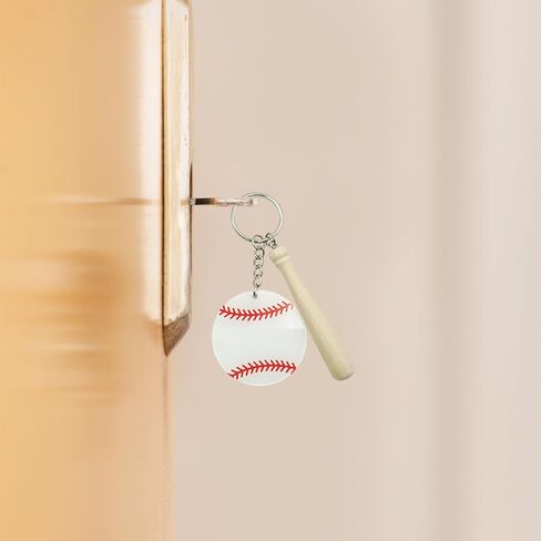 12 مجموعة كبيرة الحجم من سلسلة مفاتيح البيسبول والكرة اللينة السائبة للتسامي ملصق فينيل DIY علامة حقيبة البيسبول (أبيض، بيسبول) in Kuwait