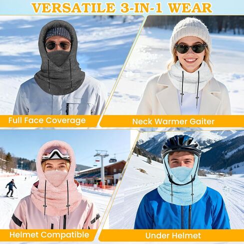 Winter Balaclava Ski Mask: Windproof Fleece Warm Face Cover Hood for Men Women Snowboarding Skiing Hiking Cycling in Saudi Arabia