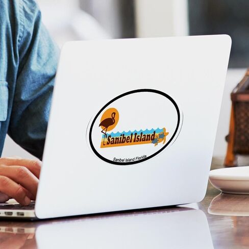 تصميم شاطئ جزيرة سانيبل من CafePress. ملصق مصد السيارة البيضاوي in Saudi Arabia
