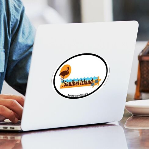 تصميم شاطئ جزيرة سانيبل من CafePress. ملصق مصد السيارة البيضاوي in Kuwait