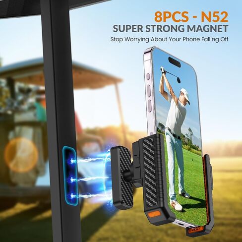 Magnetic Golf Cart Phone Holder, Golf Cart Accessories for Men/Women, 360°Rotation & Super Strong Magnet Keep Phone Safe and in Place. Perfect Golf Gifts & Compatibility with All Phones in Kuwait