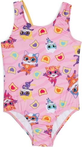 Disney Super Kitties Girls UPF 50+ One Piece Bathing Suit Toddler to Little Kid Sizes (2T - 7-8) in Saudi Arabia