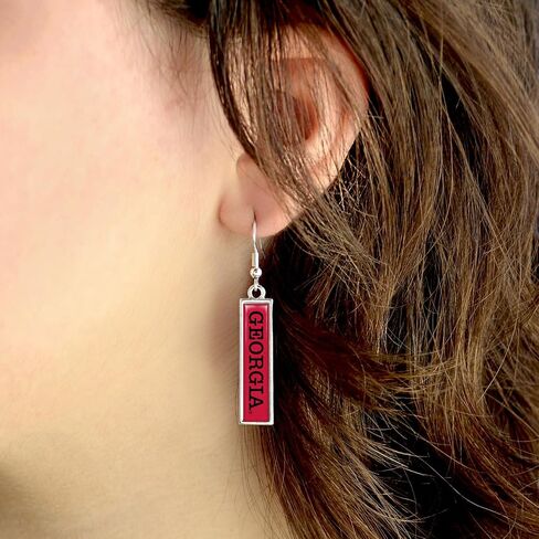 Georgia Bulldogs Nameplate Earrings Silver Jewelry Gift UGA in Saudi Arabia
