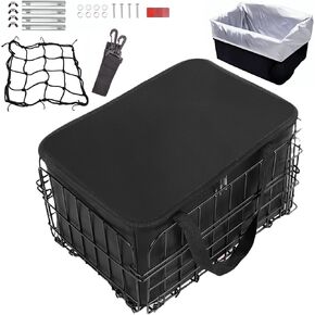 Rear Bike Basket, YAOBVIS Large Folding Bicycle Basket with Waterproof Liner Bag, Waterproof Cover & Cargo Net, Quick Release Design for Carrying Pets, Groceries, Dogs, Ebikes, Mountain & City Bikes in Saudi Arabia