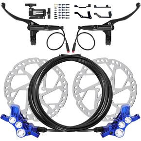 6 Pistons Hydraulic Brakes for Ebike, Hydraulic Brake Kit for E-bike MTB Mountain Bike, Electric Bike Pre-Bled Brake Set, 2-Pin Waterproof Power-Off Sensor Connectors, 203mm Brake Disc Rotors in Kuwait