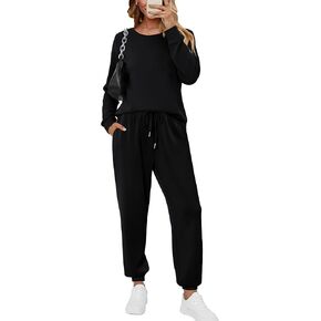 KISSMODA 2 Piece Sets for Women Sweatsuit Casual Tracksuits Long Sleeve Tops and Pants 2025 Lounge Outfits in Kuwait