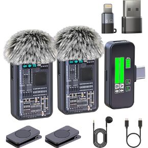 Wireless Lavalier Microphones for iPhone, iPad, Android, Camera, USB-C Microphone, 9-Hour Battery, Mini Microphone with Noise Reduction for Video Recording, Vlog, YouTube, TikTok in Saudi Arabia