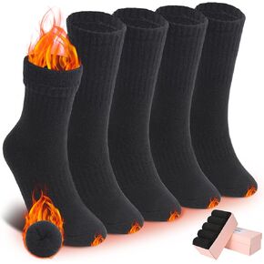 Wool Boots Socks for Women Warm Winter Thermal Thick Hiking Work Crew Socks Cozy Gifts for Ladies 5 Pairs in Saudi Arabia