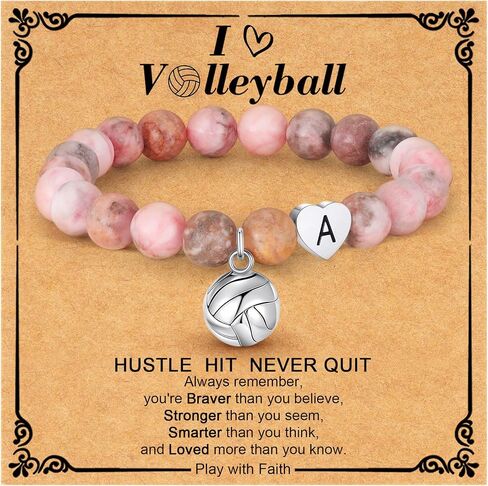 C-leen Volleyball Gifts for Girls Women Bracelet - Natural Beads Bracelet Sports Accessories Stuff Christmas Valentines Day Birthday Jewelry Gifts for Ball Lover in Saudi Arabia