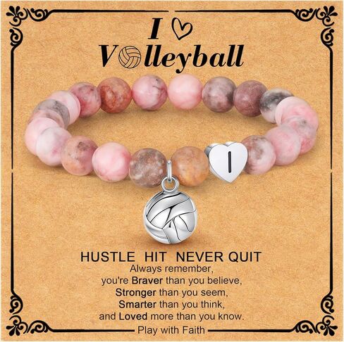 C-leen Volleyball Gifts for Girls Women Bracelet - Natural Beads Bracelet Sports Accessories Stuff Christmas Valentines Day Birthday Jewelry Gifts for Ball Lover in Saudi Arabia