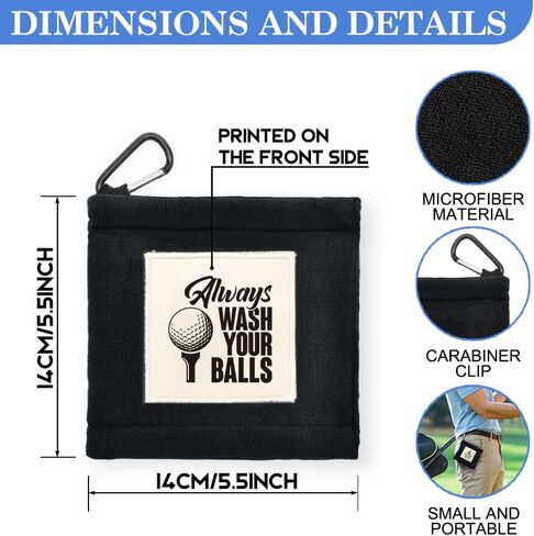Always Wash Your Balls Funny Mini Golf Towel with Clip, Portable Black Golf Sweat Towel, Birthday Thank You Gifts for Friends Family Boss Coworkers Golfer Lover, Golfer Accessories for Men Women in Saudi Arabia