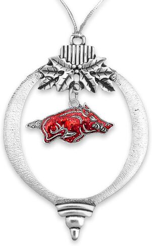 Arkansas Razorbacks Glitter Charm Bulb Shape Silver Metal Christmas Ornament Gift Tree Decoration UA in Saudi Arabia