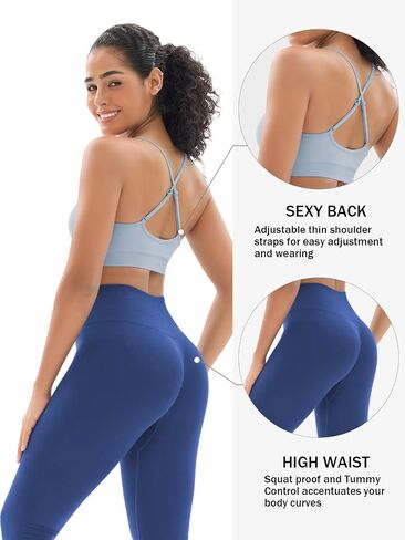 Seamless Workout Sets for Women 2 Piece Adjustable Strappy Sports Bra with High Waisted Butt Lifting Leggings Gym Sets in Saudi Arabia