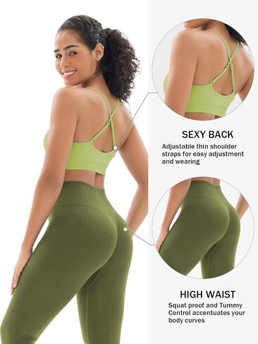 Seamless Workout Sets for Women 2 Piece Adjustable Strappy Sports Bra with High Waisted Butt Lifting Leggings Gym Sets in Saudi Arabia