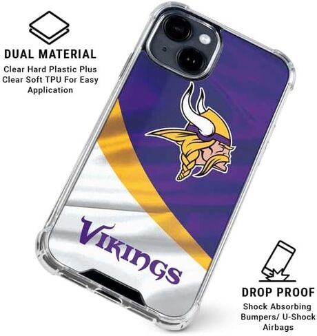 Skinit Clear Phone Case Compatible with iPhone 15 - Officially Licensed NFL Minnesota Vikings Design in Saudi Arabia