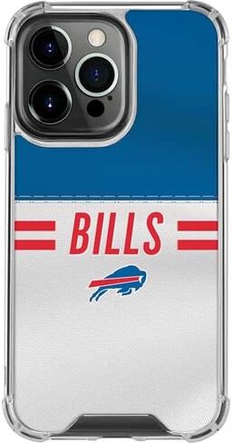 Skinit Clear Phone Case Compatible with iPhone 15 Pro Max - Officially Licensed NFL Buffalo Bills White Striped Design in Saudi Arabia