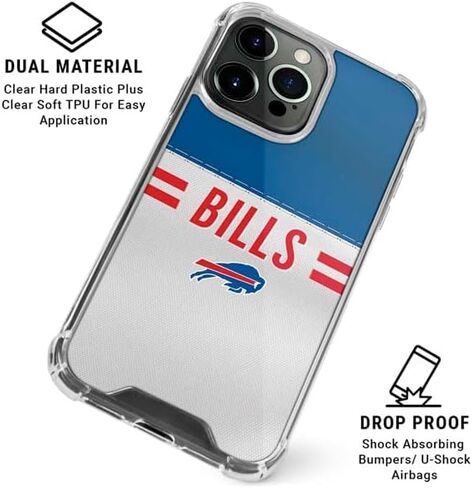 Skinit Clear Phone Case Compatible with iPhone 15 Pro Max - Officially Licensed NFL Buffalo Bills White Striped Design in Saudi Arabia