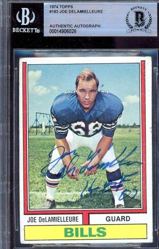 Joe DeLamielleure Beckett BAS Signed 1974 Topps Rookie Autograph - Football Slabbed Autographed Rookie Cards in Saudi Arabia