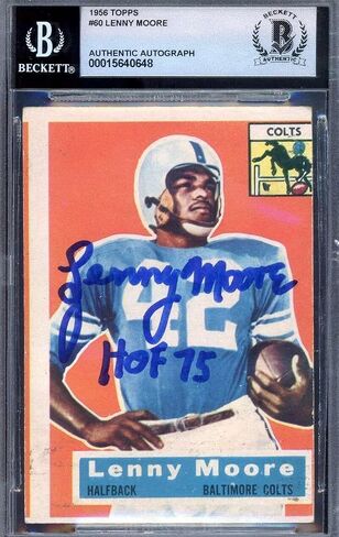 Lenny Moore Gem Mint 10 Beckett BAS موقعة 1956 Topps Rookie Autograph - كرة القدم Slabbed بطاقات مبتدئة موقعة in Saudi Arabia