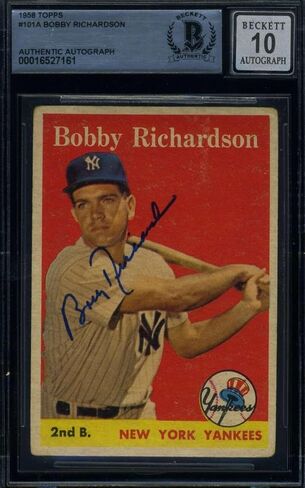 Bobby Richardson Gem Mint 10 Beckett BAS Signed 1958 Topps Autograph 1 - Baseball Slabbed Autographed Cards in Saudi Arabia