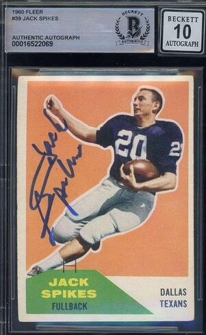 جاك سبايكس جيم مينت 10 بيكيت باس موقعة 1960 Fleer Rookie Autograph - كرة القدم Slabbed بطاقات مبتدئة موقعة in Saudi Arabia