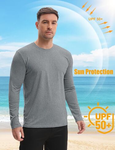 HOPLYNN 7 Pack Men's Quick Dry Long Sleeve Shirts Moisture Wicking UV UPF 50+ Sun Protection T Shirts for Gym Workout in Saudi Arabia
