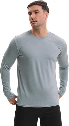 HOPLYNN 7 Pack Men's Quick Dry Long Sleeve Shirts Moisture Wicking UV UPF 50+ Sun Protection T Shirts for Gym Workout in Saudi Arabia