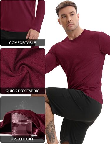 HOPLYNN 7 Pack Men's Quick Dry Long Sleeve Shirts Moisture Wicking UV UPF 50+ Sun Protection T Shirts for Gym Workout in Saudi Arabia