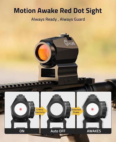 CVLIFE JackalHowl Red Dot Sight، Motion Awake 2 MOA Red Dot Optics، IPX7 مقاوم للماء ومضاد للضباب، عمر بطارية 50000 ساعة، نطاق نقطة حمراء مضغوط 1 × 20 مم لسكة Picatinny مقاس 21 مم، شاهد مشارك مطلق in Kuwait