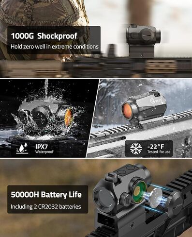 CVLIFE JackalHowl Red Dot Sight، Motion Awake 2 MOA Red Dot Optics، IPX7 مقاوم للماء ومضاد للضباب، عمر بطارية 50000 ساعة، نطاق نقطة حمراء مضغوط 1 × 20 مم لسكة Picatinny مقاس 21 مم، شاهد مشارك مطلق in Kuwait