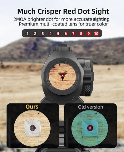 CVLIFE JackalHowl Red Dot Sight، Motion Awake 2 MOA Red Dot Optics، IPX7 مقاوم للماء ومضاد للضباب، عمر بطارية 50000 ساعة، نطاق نقطة حمراء مضغوط 1 × 20 مم لسكة Picatinny مقاس 21 مم، شاهد مشارك مطلق in Kuwait