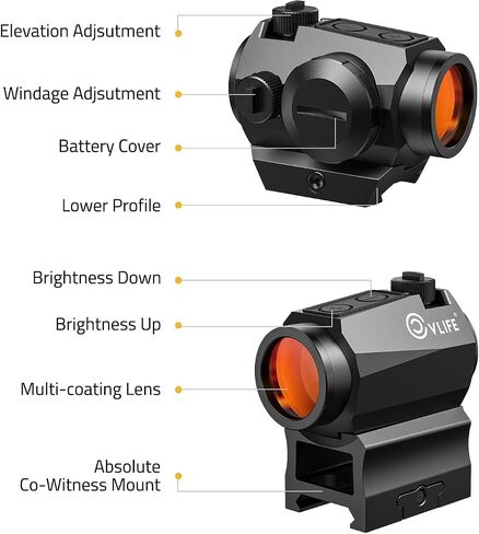 CVLIFE JackalHowl Red Dot Sight، Motion Awake 2 MOA Red Dot Optics، IPX7 مقاوم للماء ومضاد للضباب، عمر بطارية 50000 ساعة، نطاق نقطة حمراء مضغوط 1 × 20 مم لسكة Picatinny مقاس 21 مم، شاهد مشارك مطلق in Kuwait