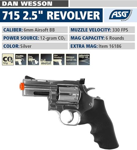 715 مسدس Airsoft CO2 مقاس 2.5 بوصة، مسدس Airsoft فضي in Kuwait