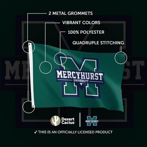 علم جامعة MU من Desert Cactus Mercyhurst - لافتة Lakers مقاس 3 × 5 أقدام، قماش متين للاستخدام الداخلي/الخارجي، تصميم بوليستر 100% (النمط 1) in Saudi Arabia