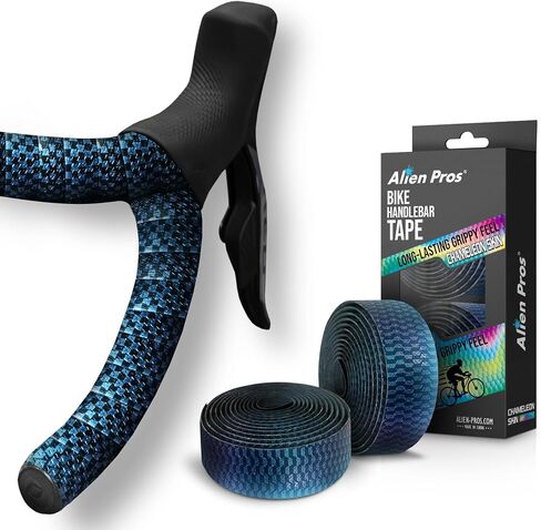 ALIEN PROS Chameleon Skin Bike Handlebar Tape (Set of 2) – Full Pattern Upgrade with Striking Color-Shifting Design and Premium Comfort Grip (Blue) in Saudi Arabia
