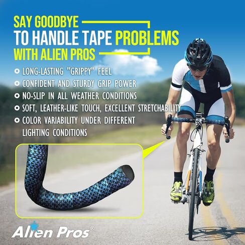 ALIEN PROS Chameleon Skin Bike Handlebar Tape (Set of 2) – Full Pattern Upgrade with Striking Color-Shifting Design and Premium Comfort Grip (Blue) in Saudi Arabia