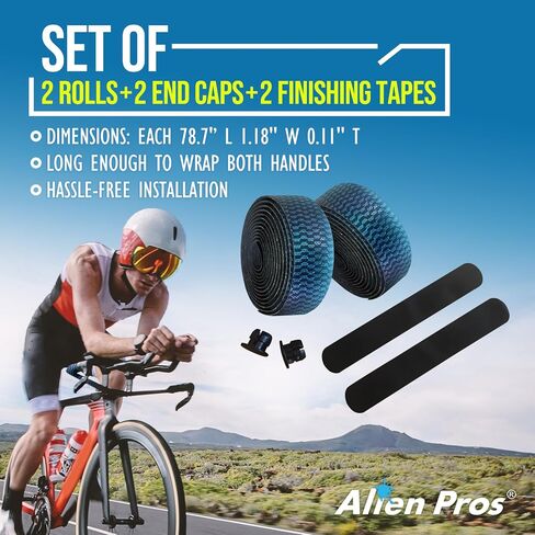 ALIEN PROS Chameleon Skin Bike Handlebar Tape (Set of 2) – Full Pattern Upgrade with Striking Color-Shifting Design and Premium Comfort Grip (Blue) in Saudi Arabia