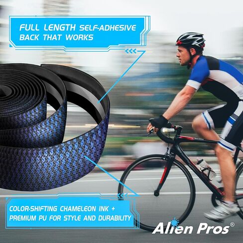 ALIEN PROS Chameleon Skin Bike Handlebar Tape (Set of 2) – Full Pattern Upgrade with Striking Color-Shifting Design and Premium Comfort Grip (Blue) in Saudi Arabia