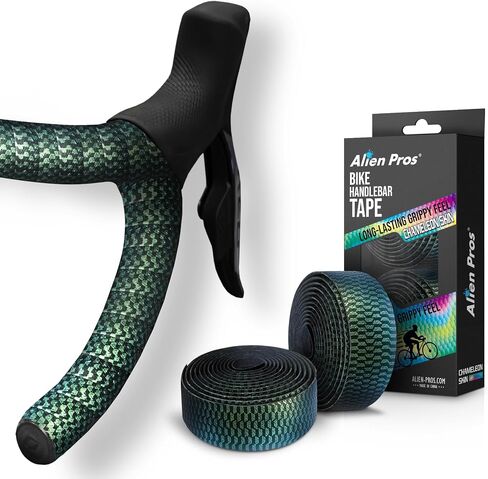 ALIEN PROS Chameleon Skin Bike Handlebar Tape (Set of 2) – Full Pattern Upgrade with Striking Color-Shifting Design and Premium Comfort Grip (Blue) in Saudi Arabia